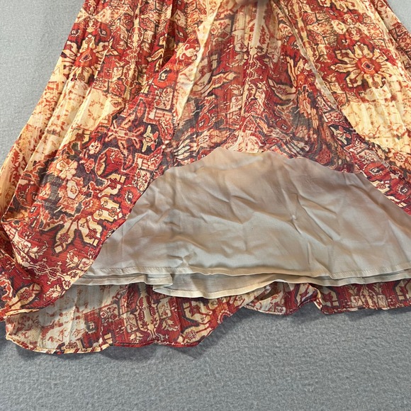 Anthropologie Akemi+Kin Red Laurel Canyon Pleated Maxi Skirt Boho chic XS - Picture 3 of 10